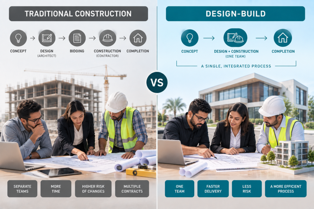 design build versus traditional construction project delivery