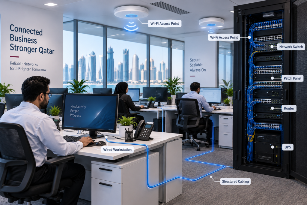 Business wired and wireless network infrastructure